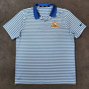 Cooperstown All-Star Village Polo Shirt Mens XL Blue White Striped Baseball Nike